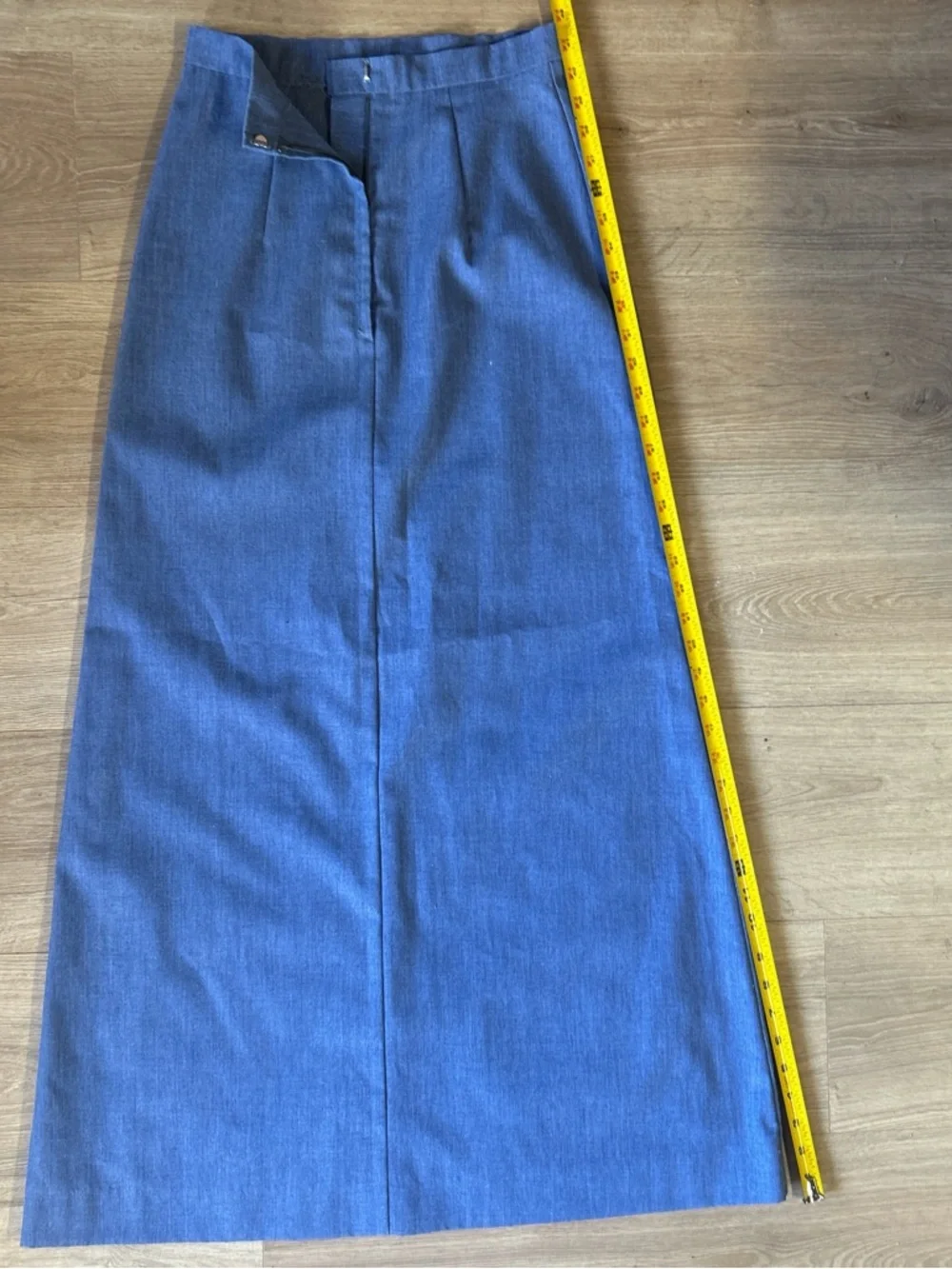 Blue Maxi Skirt with Colorful Umbrella‎ Appliqués